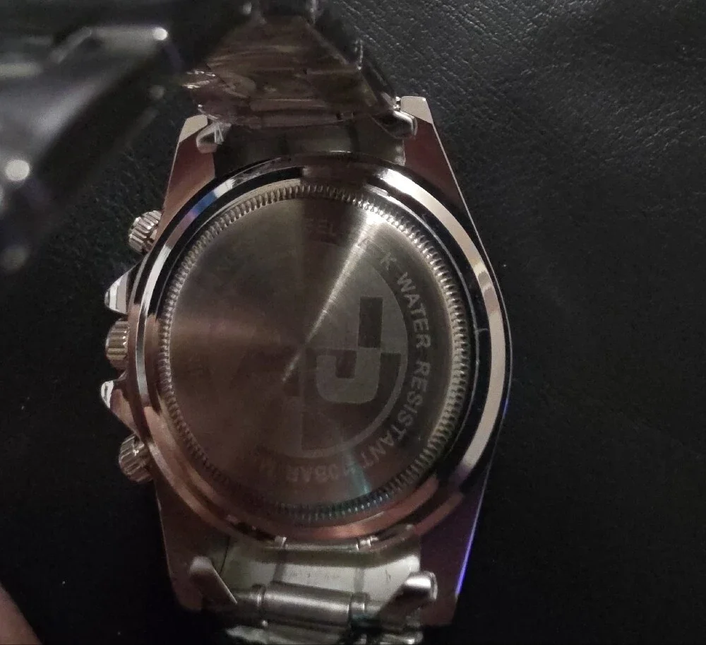Men's Silver And Black AJs Brand Stainless Steel Watch